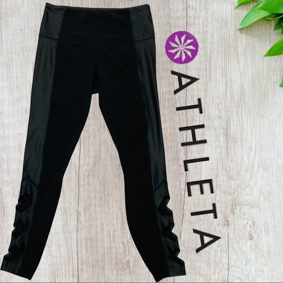 Athleta Faux Leather Cutout Athletic Legging’s size SX - Picture 1 of 7